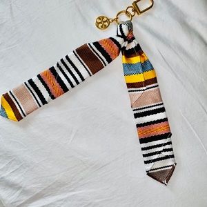 Tory Burch Bag Scarf Key Fob Striped